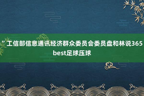 ”工信部信息通讯经济群众委员会委员盘和林说365best足球压球